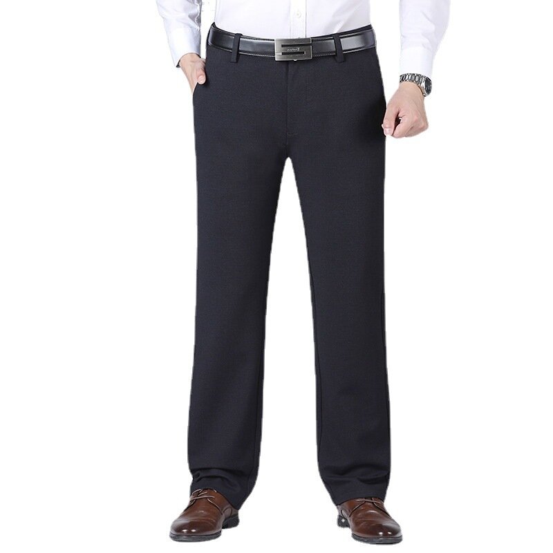 2021 jesienne i zimowe męskie elastyczne spodnie typu casual luźne proste spodnie z dzianiny business średnie talii mężczyzn odzież
