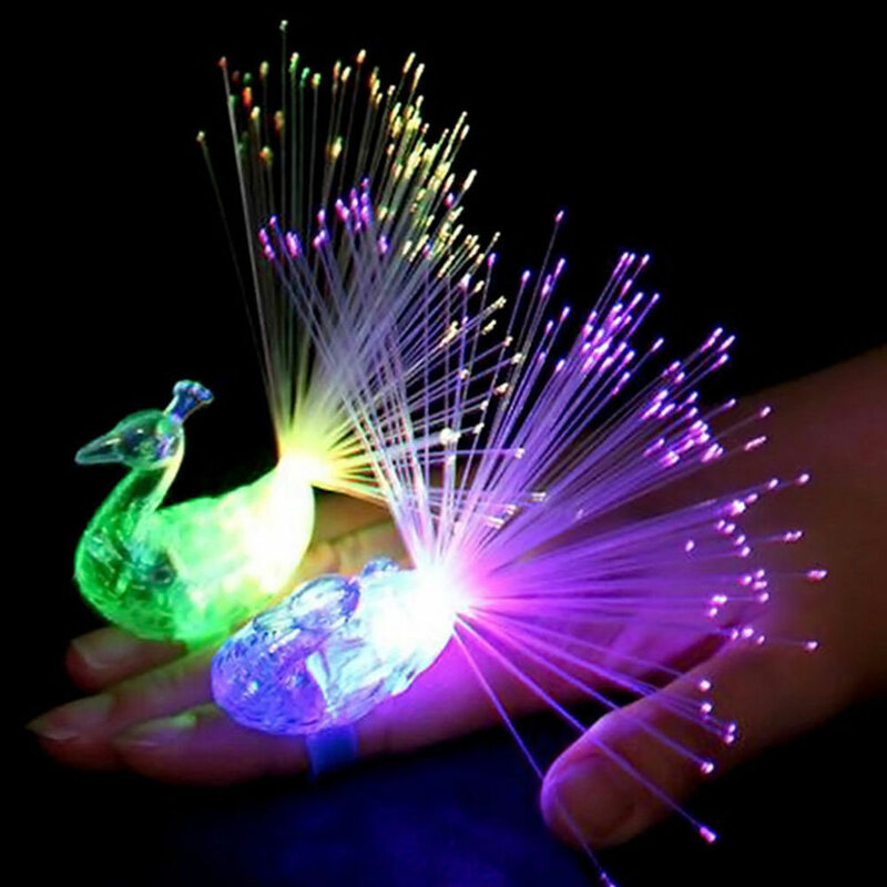 สีสันสดใสของเล่นเด็กสำหรับเด็กผู้หญิงนกยูงFinger LED Light-UpแหวนGadgetsของเล่นอัจฉริยะสำหรับเด็กชายแหวน