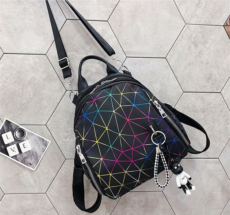 Torebka damska plecak moda podróżna torba studencka figura geometryczna słodka biedronka biała czarna