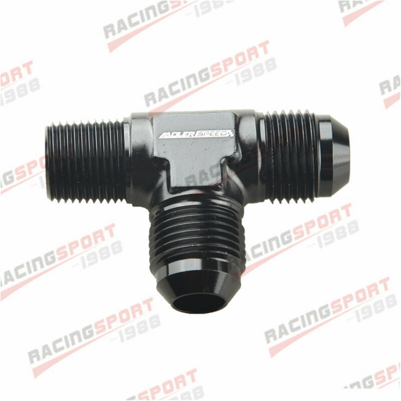 AN8 AN-8 Male Flare To 3/8 "NPT Tee T-piece Fitting Adapter Hitam