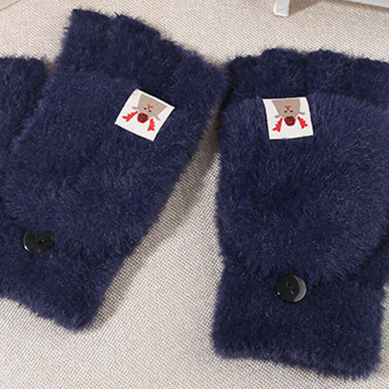 Варежки, теплые перчатки с откидной крышкой, мягкие пушистые зимние теплые рабочие перчатки для сенсорных экранов для мужчин и женщин, унисекс, искусственные пальцы
