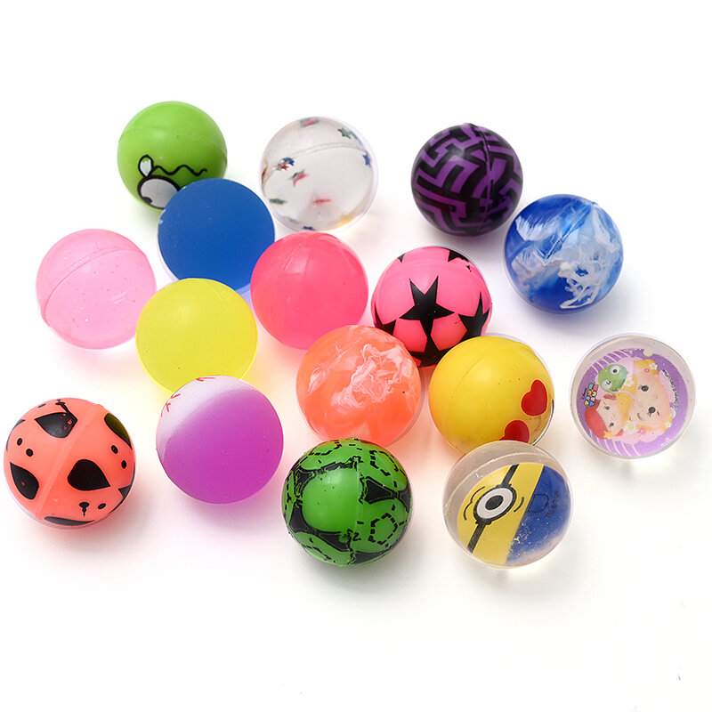 10/20/40 sztuk/partia śmieszne zabawki piłki 25mm mieszane Bouncy Ball skoki stałe pływające odbijając dziecko elastyczna gumowa piłka Bouncy Toy