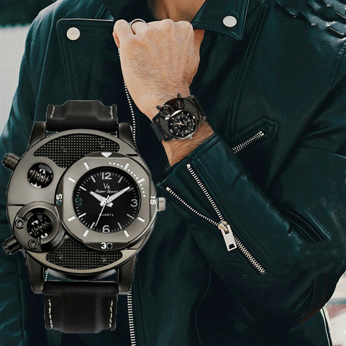 Meilleures ventes!!! V8 Cool – montre-bracelet à Quartz pour hommes, bracelet en Silicone, boulons, cadran rond, sport, analogique, Vintage, mécanique