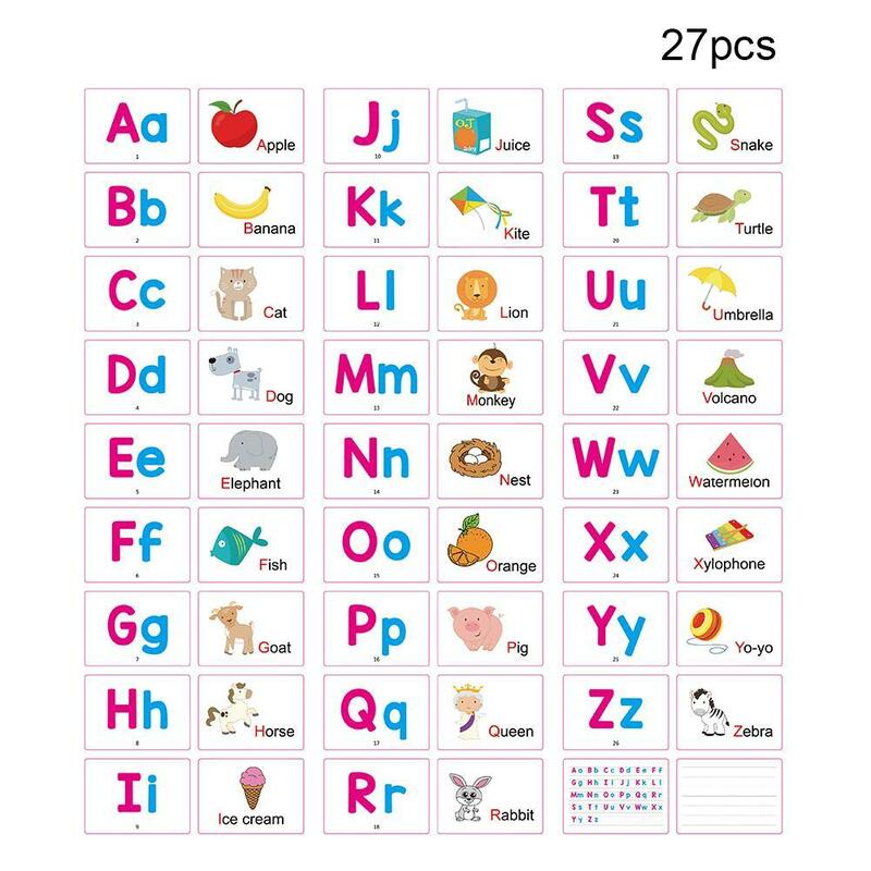 알파벳 글자 추적 카드, 교육용 글자 읽기 쓰기 학습 알파벳, 펜 1 개로 유치원 선물, 27 개