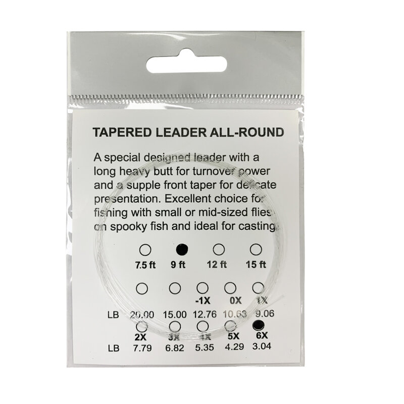 Aventik 7.5ft 9ft 12ft and 15ft 0X-6X 5pcs Per Size Fly Fishing Leader Clear Tapered Leader Fly Line Nylon Fly Line Leader