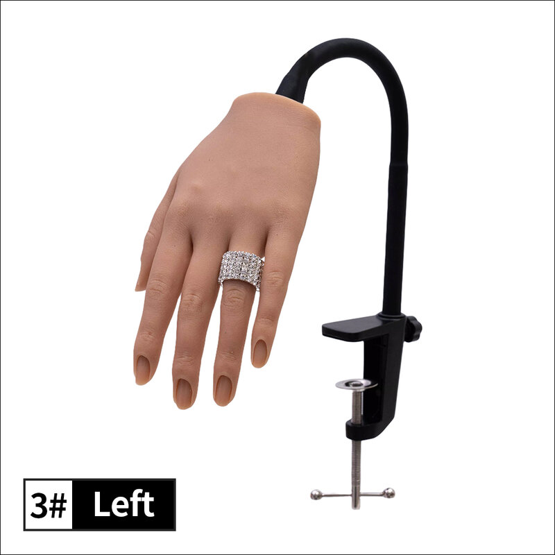 Main de pratique en Silicone avec doigts flexibles, pour clous, bague, Bracelet et affichage de montre
