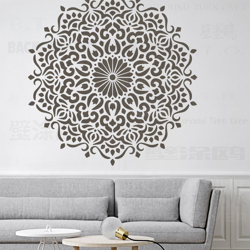 100ซม.-140ซม.Stencil Mandala ขนาดใหญ่พิเศษสำหรับจิตรกรรม Big สีดอกไม้ผนัง Vintage กระเบื้อง Decors S054