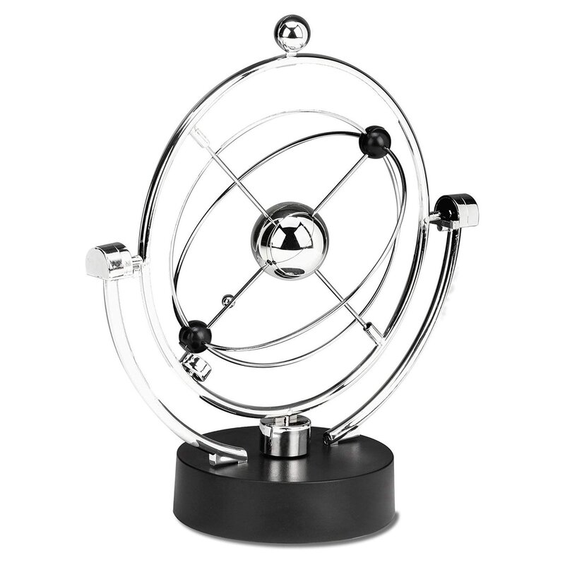 New Perpetual Motion Desk Sculpture Toy - Kinetic Art Galaxy Planet Balance Mobile - Magnetic Executive Office Home Decor Tabl