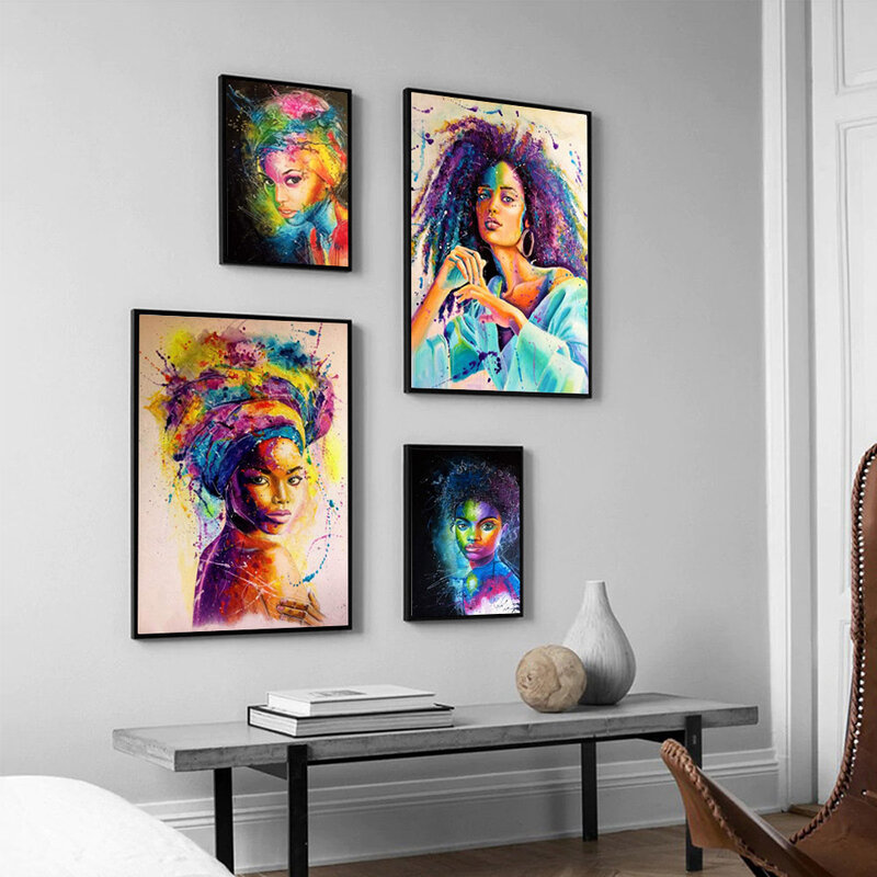 Affiche de portrait de femme à la mode moderne, graffiti, art abstrait, peinture sur toile, bureau, salon, couloir, décoration murale de la maison