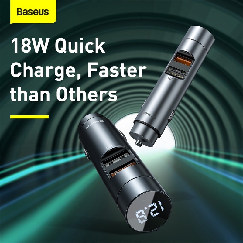 Baseus جهاز إرسال موجات FM للسيارة يدوي عدة بلوتوث محول استقبال 18 واط USB شاحن سيارة Aux الصوت مشغل MP3 راديو تلقائي المغير
