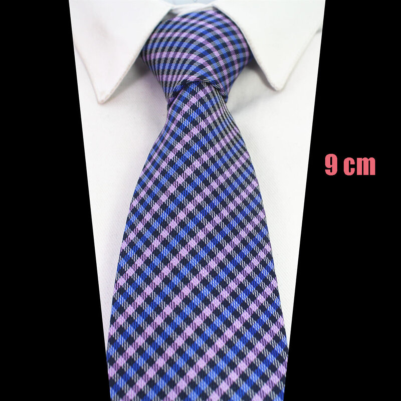 GUSLESON New Print Dot Plaid Tie For Men Extra Long Size 9cm Necktie Paisley Silk Jacquard Woven Neck Tie Suit Wedding Party