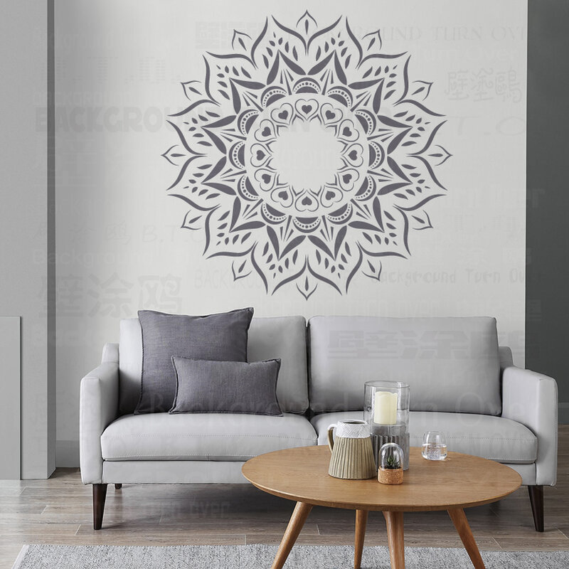 Pochoir Mandala Extra Large pour peinture S017, 120cm – 160cm, grandes fleurs murales rondes, décors, modèles de peinture au sol