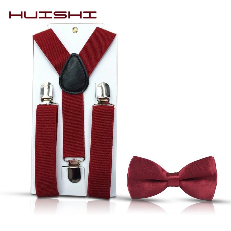 HUISHI-Suspensórios ajustáveis com gravata borboleta para crianças, suspensórios infantis, acessórios de casamento do bebê, moda de meninos e meninas