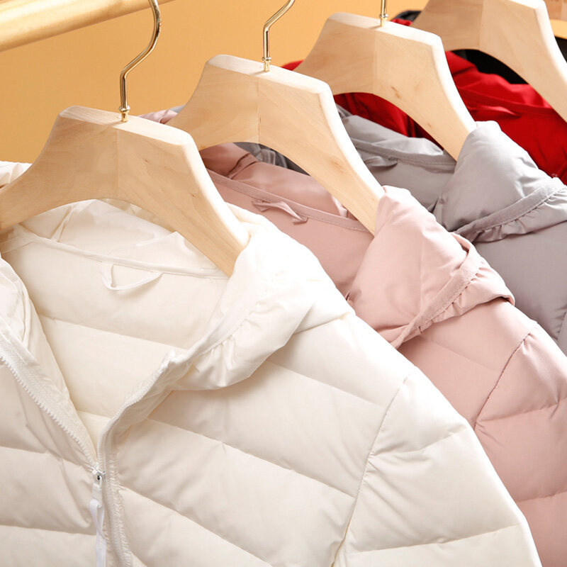 Женские куртки на весну и зиму, Женская Ультралегкая тонкая пуховая куртка с капюшоном, теплое пальто, парка, легкие куртки с подкладкой