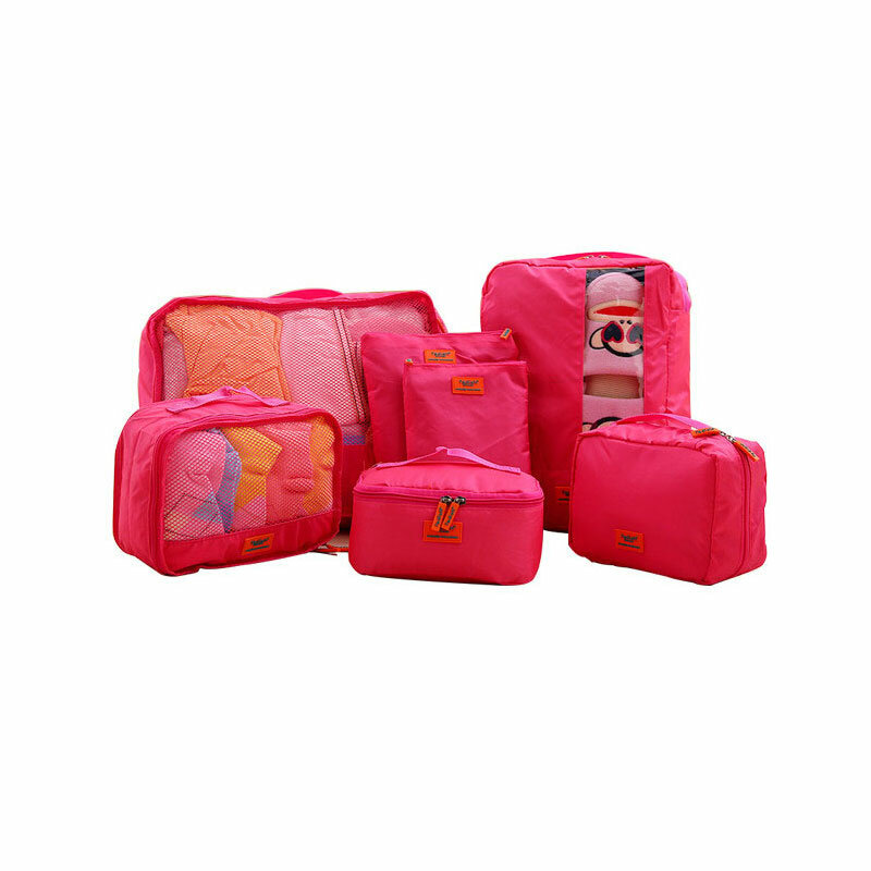 7 Pz/set di Compressione Imballaggio Cubi di Viaggio Dei Bagagli di Viaggio Dell'organizzatore del Sacchetto di Accessori Da Viaggio Impermeabile Scarpe Tidy Organizzatore