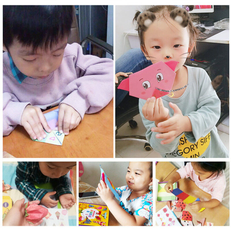 Animal de desenho animado Origami Livro De Corte De Papel para Crianças, Baby Craft Toys, Cut Puzzle, Early Learning, Presentes Educativos, 54Pcs, Conjunto