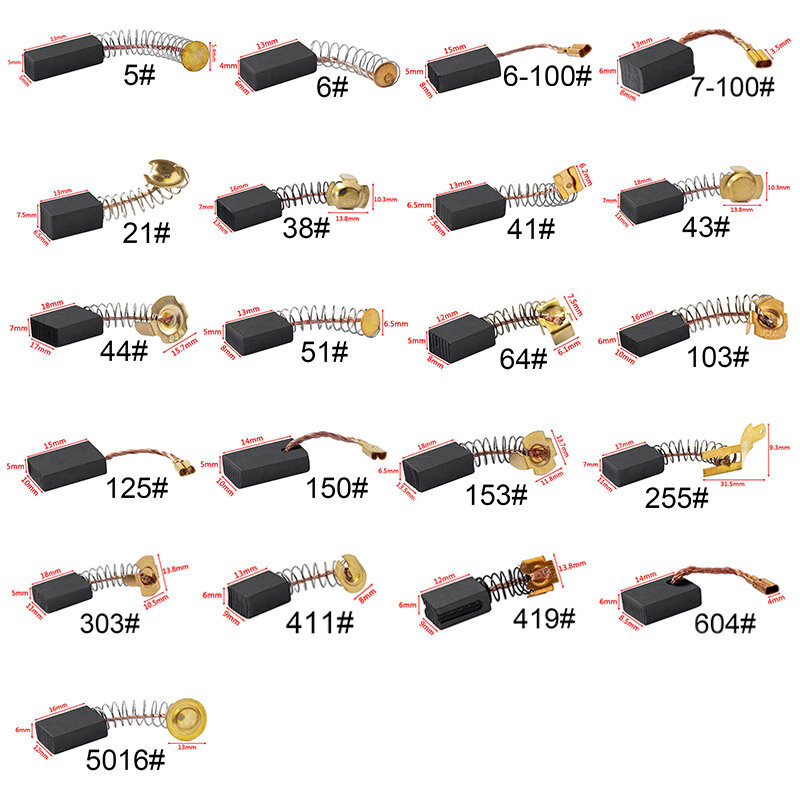 10pcs drill electric grinder replacement carbon brush graphite copper spare parts for electric motors graphite brush