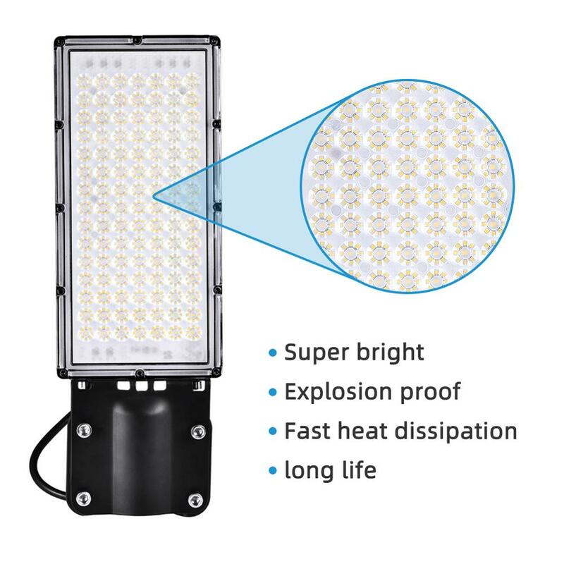 Farola LED ultradelgada SMD2835 de 100W para iluminación exterior, módulo de 110-220V, cinturón de farola con soporte ensamblado, luces de 9000LM