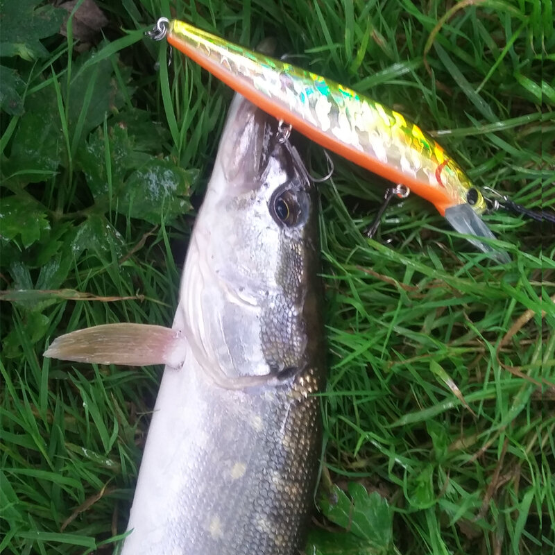 Xã volin 1 Wobbler Nổi Minnow Mồi Dụ Cá Pike Bass 110mm 15G 3 Móc Câu Cá Mồi Câu Cá cho Vùng Nước Nông Liệu