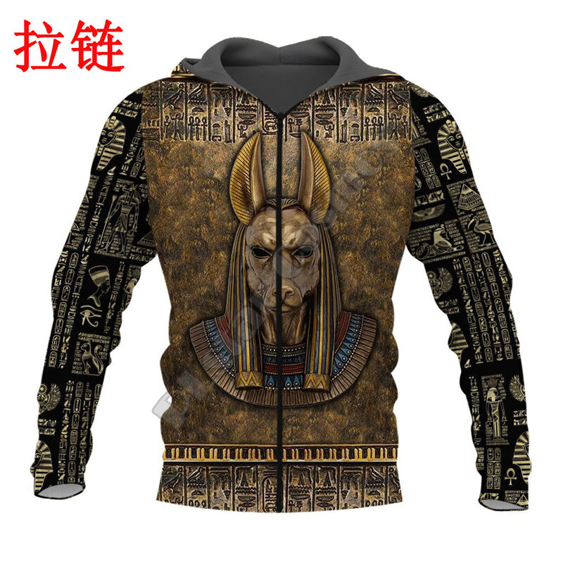 Anubis Ancient Egypt 3D All Over Printed Mens autumn Hoodie Harajuku Unisex Casual Pullover Streetwear Jacket Tracksuits DK128