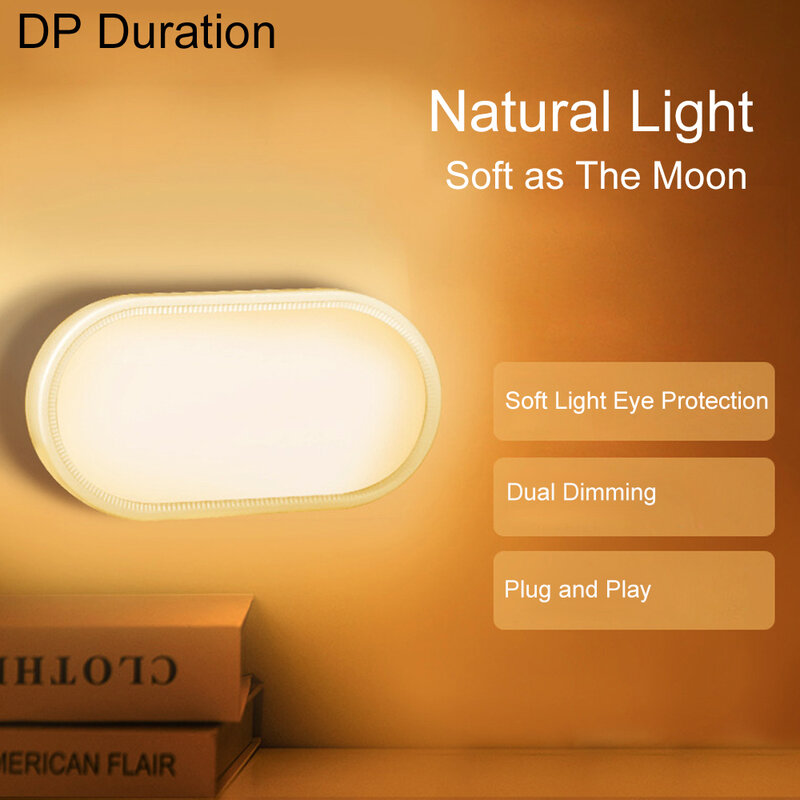 Luz Nocturna enchufable DP433 AC110-220V, práctico colgante de pared, 2 engranajes, regulable, Led blanco cálido + luz blanca