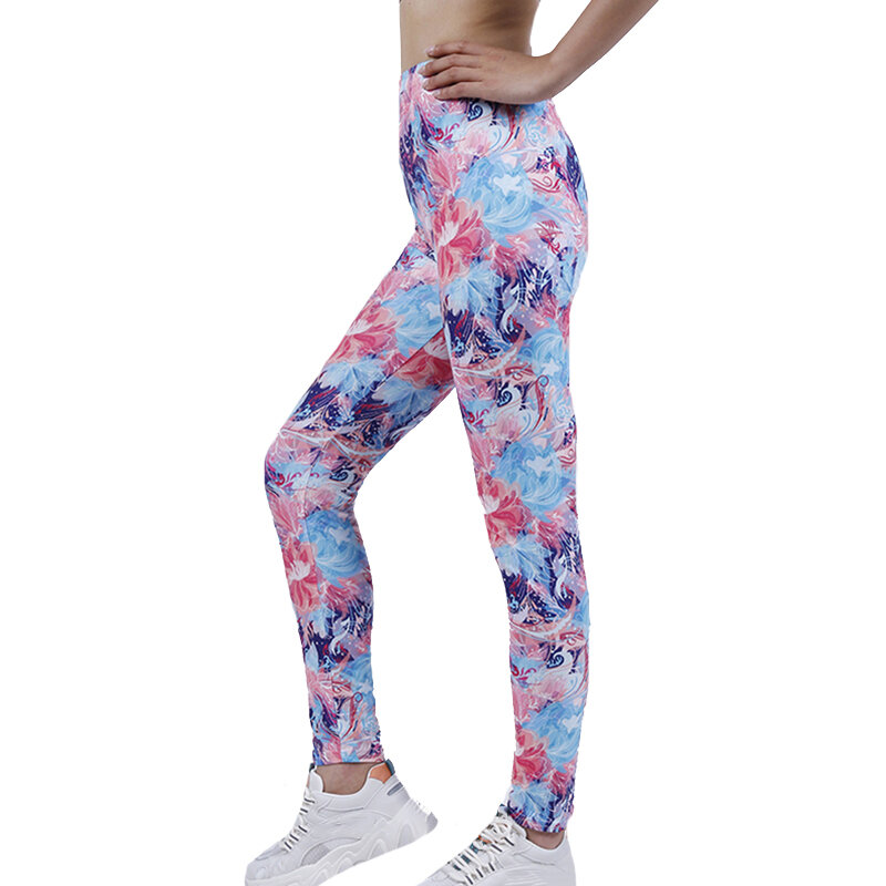 Visnxgi colorido floral impressão padrão leggings mulheres calças de fitness ginásio roupas push up cintura alta workout activewear inferior