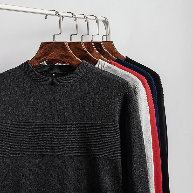 MRMT 남성용 라운드 칼라 풀오버 뜨게 티셔츠 스웨터, 퓨어 컬러 스웨터, 가을 패션 티셔츠, 2024 브랜드 신상