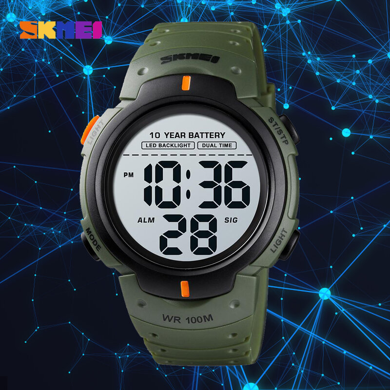 SKMEI Digital Watches Men's Fashion Original Sport Outdoor Week Display Date 12/24H 100m Waterproof WristWatches Reloj Hombre