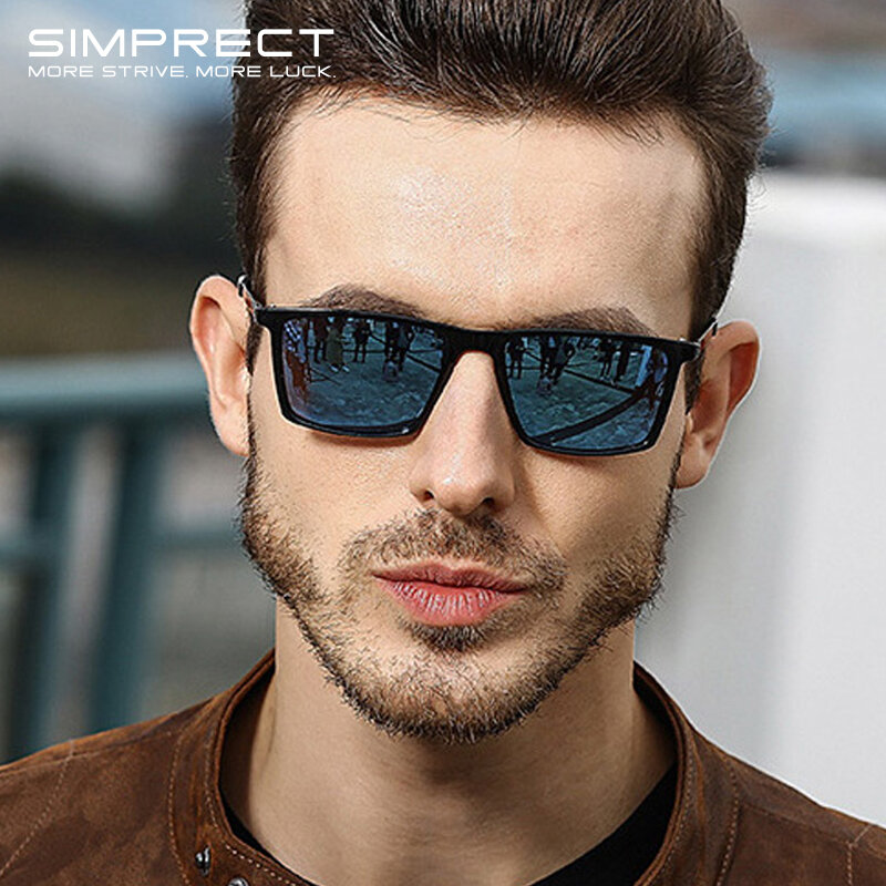 SIMPRECT gafas de sol rectangulares polarizadas para hombre, lentes de sol cuadradas de alta calidad, de diseñador de marca de lujo, UV400, 2023