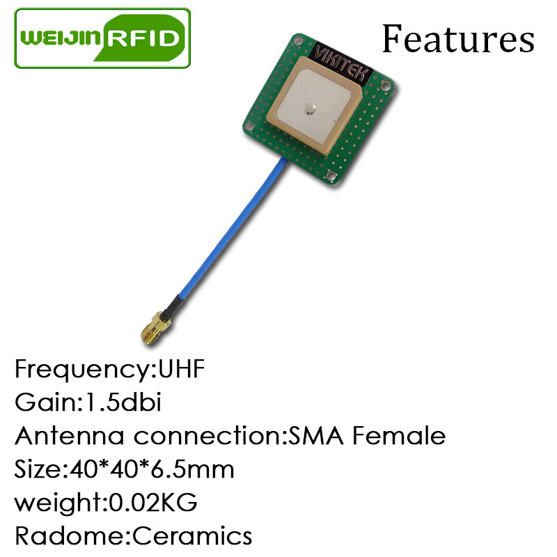 هوائي UHF RFID 902-928MHz صغير VIKITEK VA25 ، استقطاب دائري ، مكاسب 1.5 ديسيبل ، مسافة قصيرة