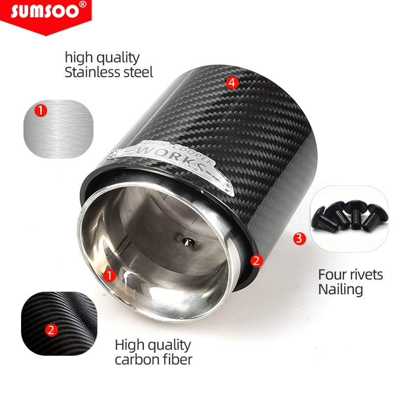 Genuine SUMSOO 1 pezzo nuove punte del silenziatore di scarico in fibra di carbonio di alta qualità per MINI Cooper S F54/F55/F56/F57/F60/R55 R56 Cooper S