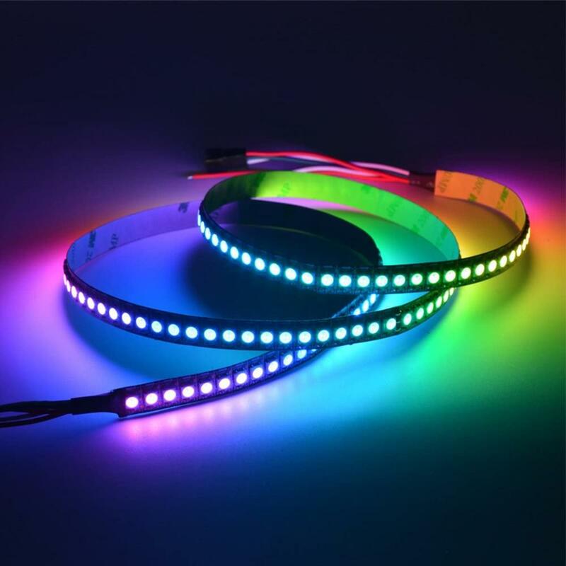 Tira de luces LED direccionables WS2812B DC 5V, RGB, 50CM, 1M, 2M, 3M, 4M, 5M, 30/60/144 LED, PCB blanco y negro, IC 17Key