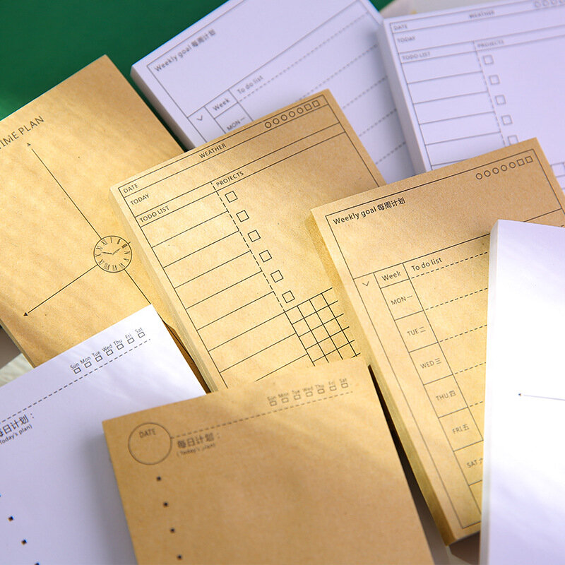 80/diário agenda planejador semanal bloco de memorando sticky nota adesivos para registros metas hábitos horários artigos de papelaria material escolar de escritório