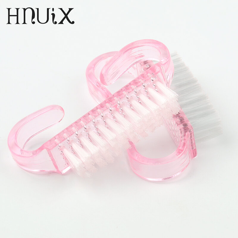 10 Pcs / Lot Nail Art Dust Cleaning Brush DIY Plastic Handle Pedicure Manicure Cleaning Nail Scrubbing Brushes Tool Color Random