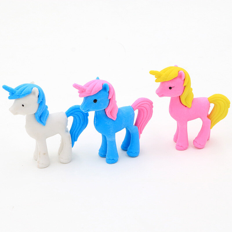 1pc gomma creativa Cartoon Unicorn Pony Cute Animal Eraser cancelleria per studenti personalizzata all'ingrosso