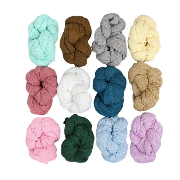 Baby Photo Props Wrapped Cloth pure Color Sweet Baby Blanket  newborn Stretch Knitted Wrapping Cloth Both Boys and Girls
