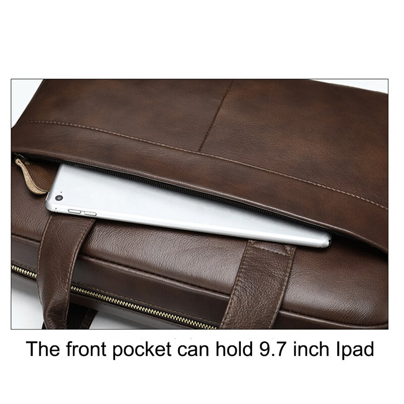 MVA-maletín de cuero genuino para hombre, bolso de oficina, bandolera para ordenador portátil, de negocios, 15 pulgadas