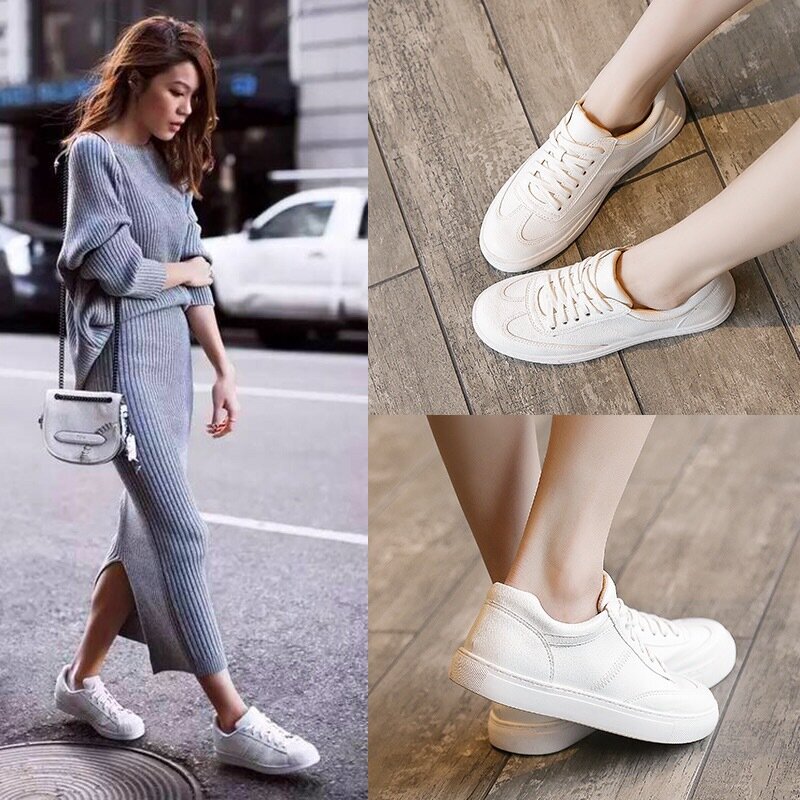 Mode blanc fendu en cuir femmes grosses baskets chaussures blanches à lacets Tenis Feminino Zapatos De Mujer plate-forme femmes chaussures décontractées