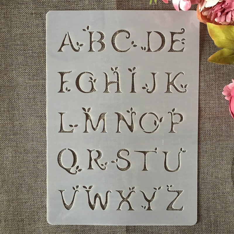 Plantillas de capas A4 de 29cm, letras del alfabeto en inglés, tipo B, para colorear, álbum de recortes, plantilla decorativa