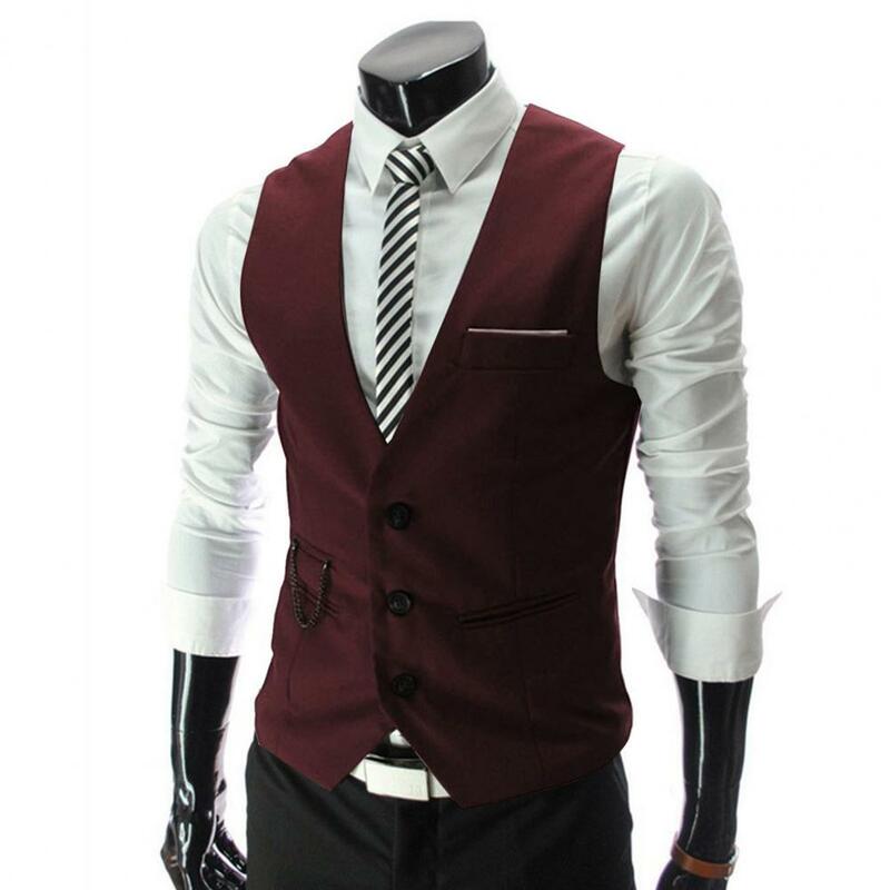 Ärmellose Taschen einfache Anzug Weste einfarbige Männer formelle Business Weste Arbeits kleidung