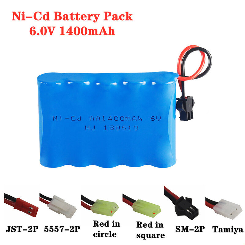 Batterie ni-cd Rechargeable 6V 1400mah, pour jouets Rc, voitures, chars, Trains, Robots, bateaux, pièces de pistolets, AA 6v