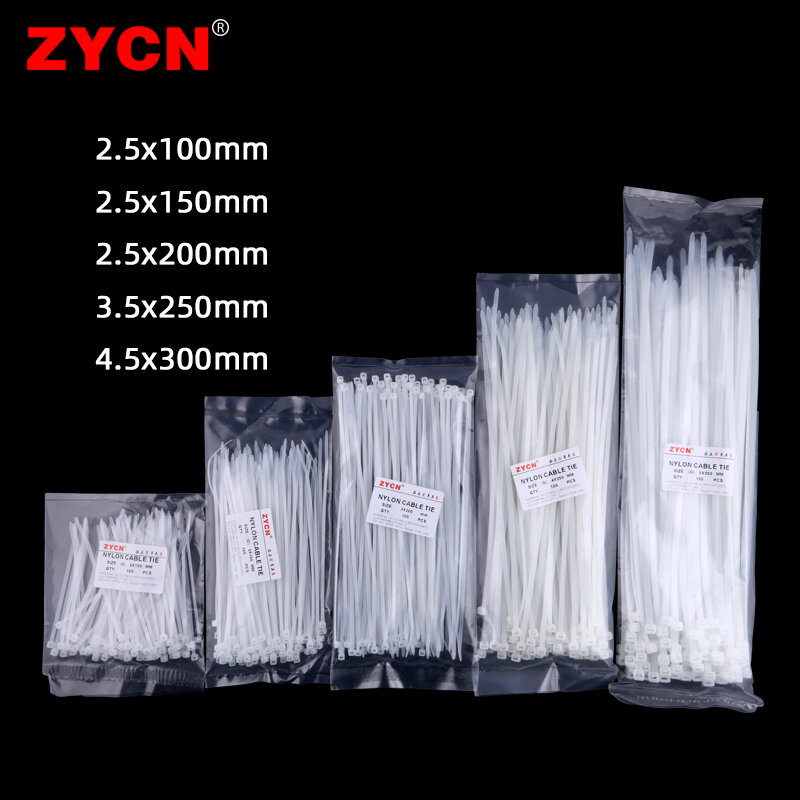 500Pcs Zelfborgende Nylon Kabelbinders Set Breedte 1.9 X60/80/100/120/150mm Plastic Zip Loop Wire Wrap 2.5*250 4.5*300 Vaste Binding