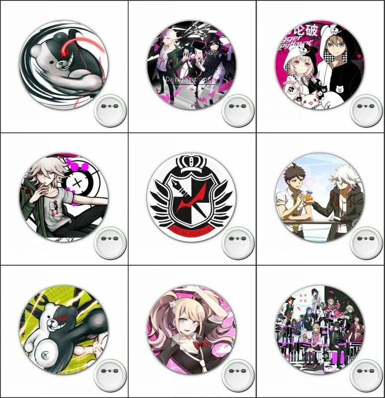 3pcs Japão anime Danganronpa Cosplay Emblema carroon Broche Pins para Mochilas sacos Emblemas Botão Roupas Acessórios