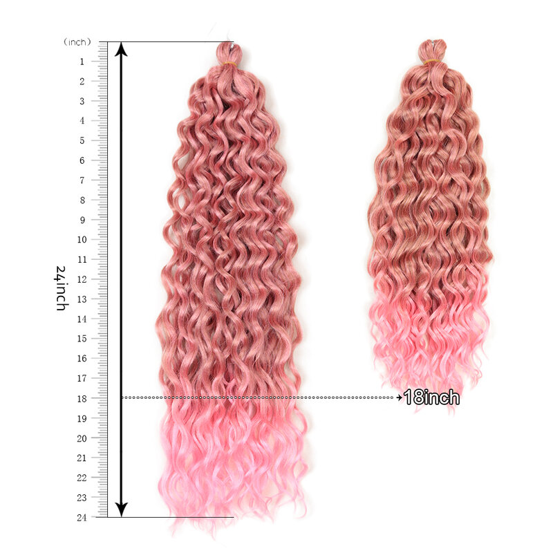 Alibaby-extensiones de cabello sintético de onda profunda para mujer, trenza de ganchillo, 18-24 pulgadas