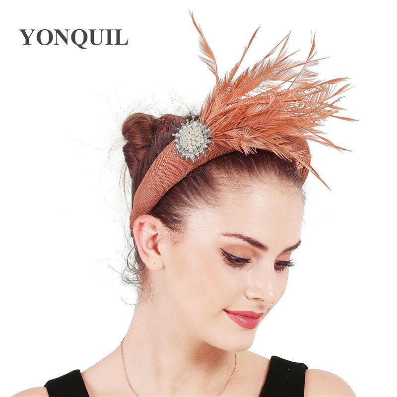 Женская свадебная повязка на голову с декоративными перьями