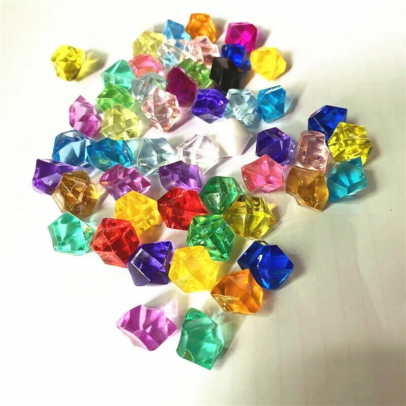 Piezas de juego de ajedrez de piedra de diamante Irregular, peón transparente acrílico, accesorios para juegos de mesa, 22 colores, 50 piezas, 14x11mm