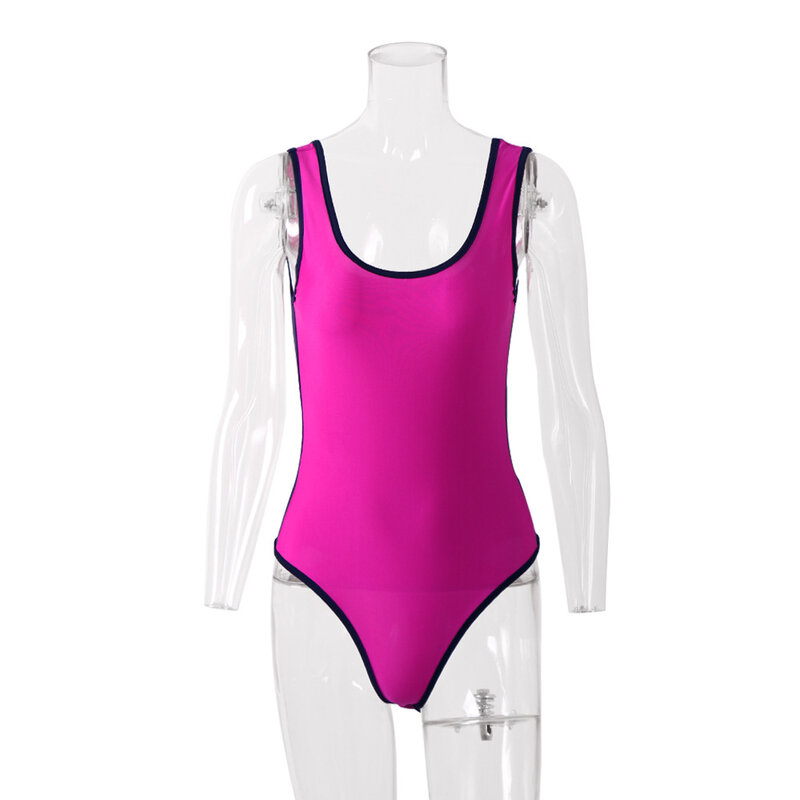 Bkld bodysuit feminino sem mangas retalhos causal fitness neon roupas macacão feminino verão 2020 bodysuits magros