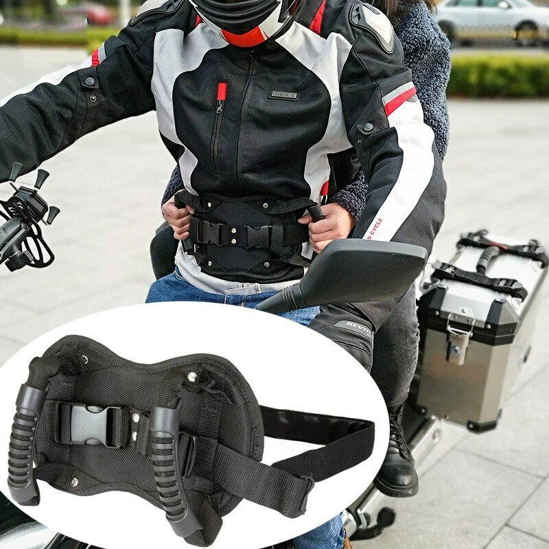 Cinto de segurança universal para motocicleta, tira de segurança para motocross, banco traseiro do passageiro, cabo para apoio de braço, antiderrapante, faixa em tecido oxford