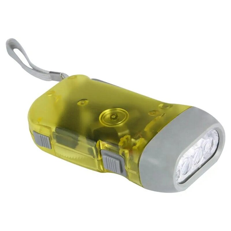 Dinamo de presión manual con 3 LED, linterna de cuerda con manivela, lámpara de Camping