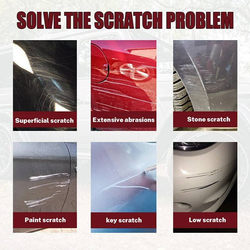 Car Wax Polish Scratch Remover 60ml com Esponja, Scratch Limpa e Restaura, Remove Arranhões Profundos e Manchas-Restaura Brilho